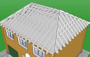 Конструкция стропильной системы четырехскатной вальмовой крыши