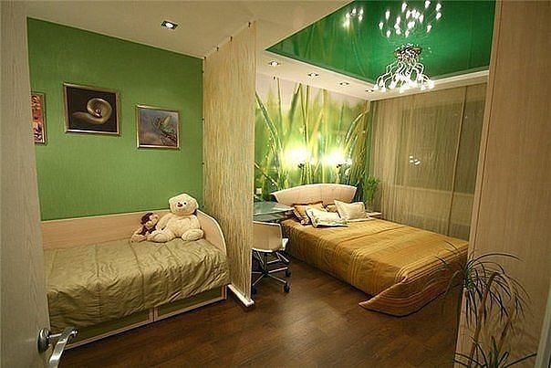 фото Спальня и гостиная в зеленых цветах