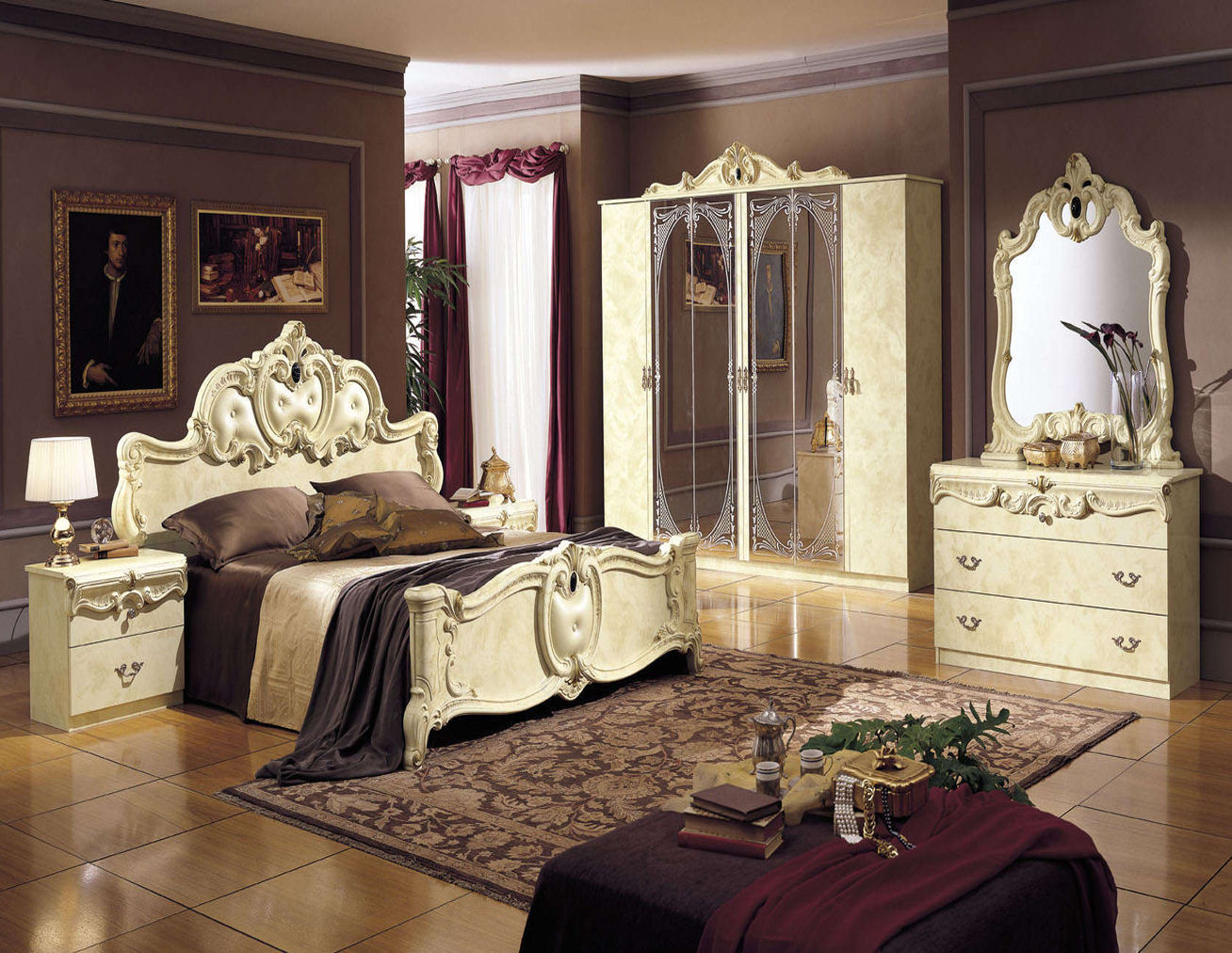 роскошная спальня в стиле рококо
