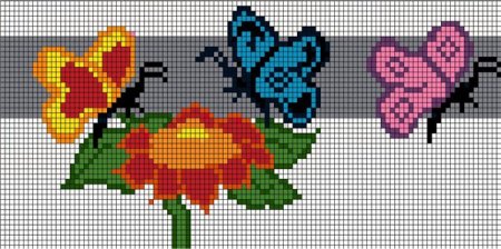 Схема вышивки яиц бисером бабочек на цветке в фото