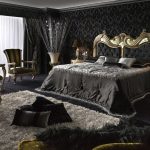 дизайн спальни в черном цвете антик